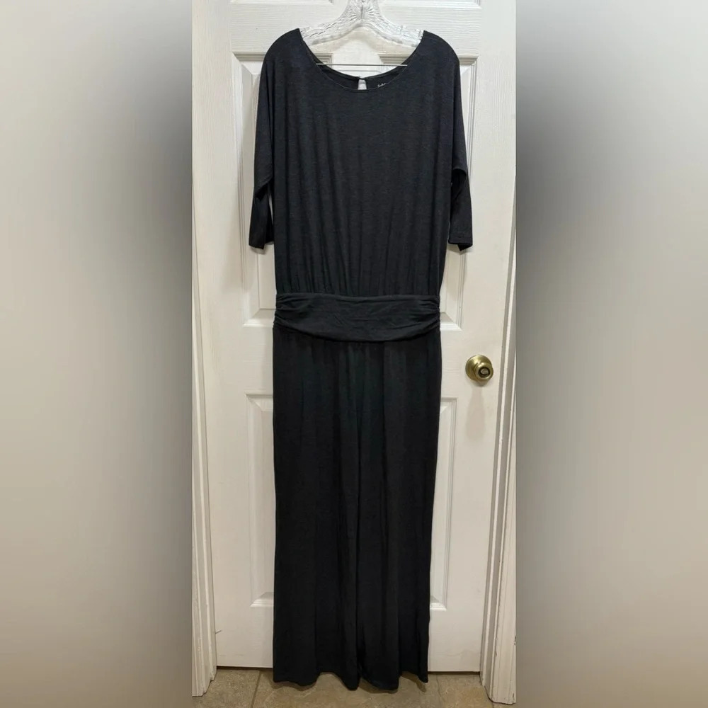 Soft Surroundings Toujours Jumpsuit Womens Size Medium Charcoal Grey Wide Leg